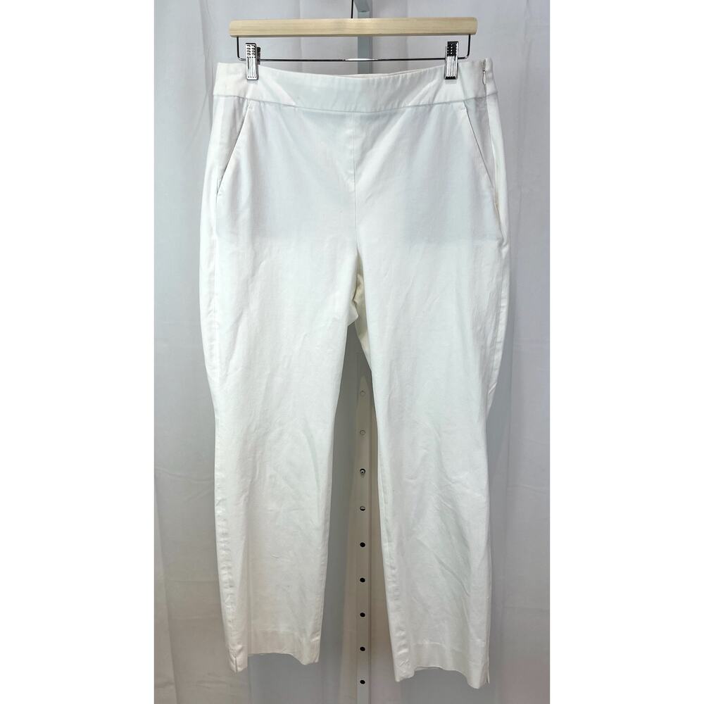 J.CREW Size 14 Tall 14T Remi Pants Flat Front Side Zip High Rise Cropped White